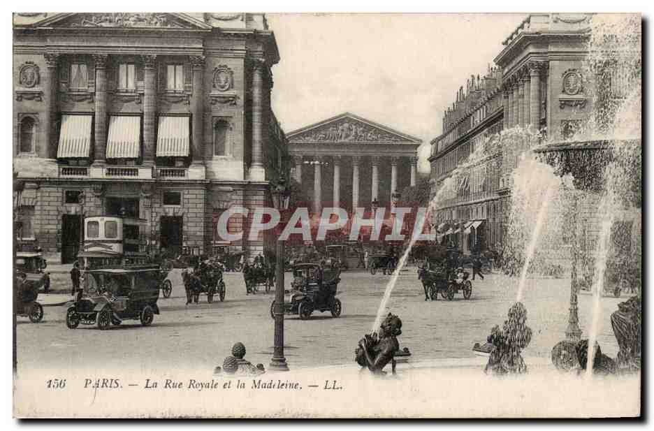 Paris CPA La rue Royale et la MAdeleine Automobile