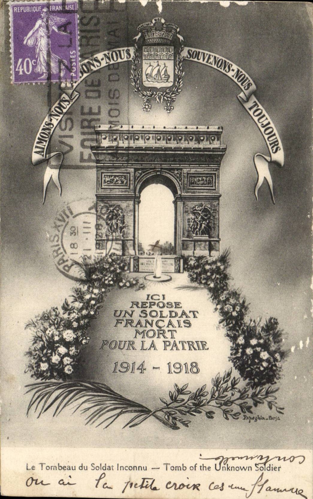 Paris CPA Le tombeau du soldat inconnu 