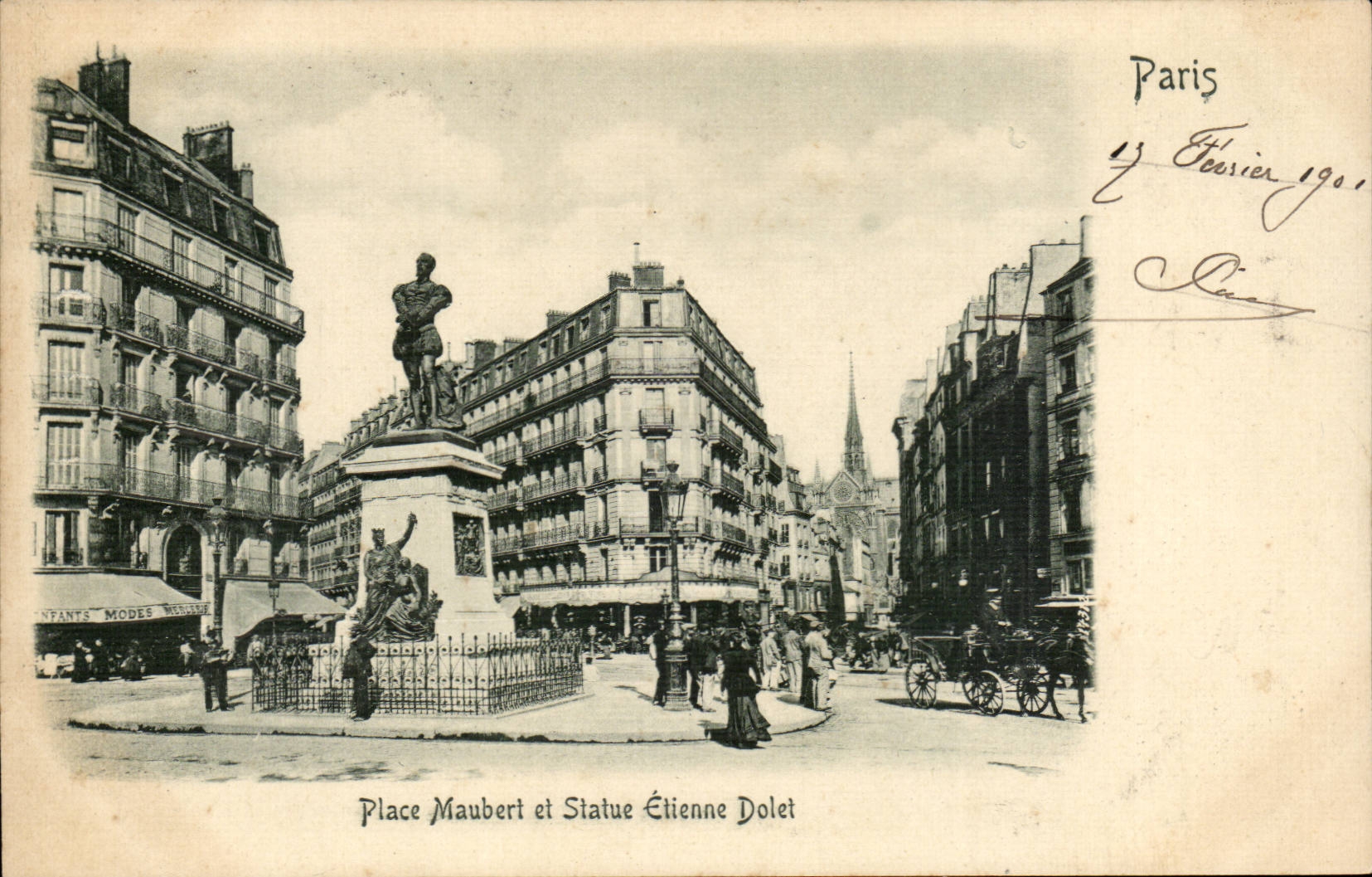 Place Maubert und Statue Étienne Dolet — Paris — unbekannter Verlag