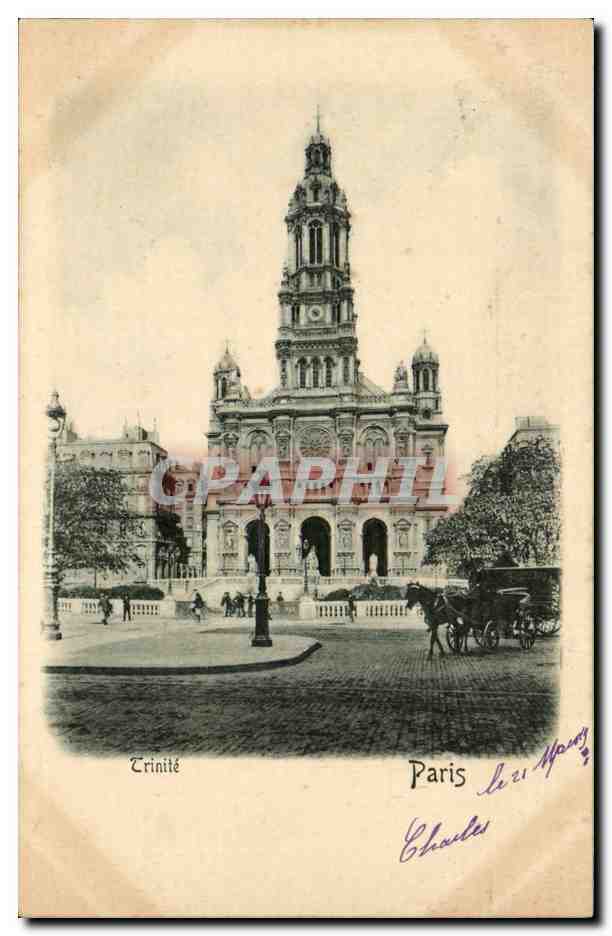 Paris CPA Trinite (dessin en relief !)