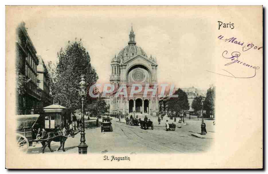 Paris CPA Saint Augustin (dessin en relief !)