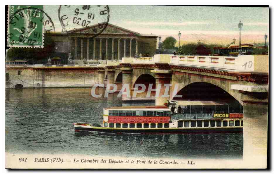 Paris CPA La chambre des Deputes et le pont de la Concorde