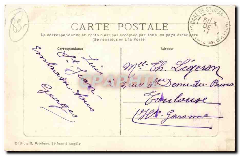 Saint Jean d'angely cPA Le palais de justice — Back