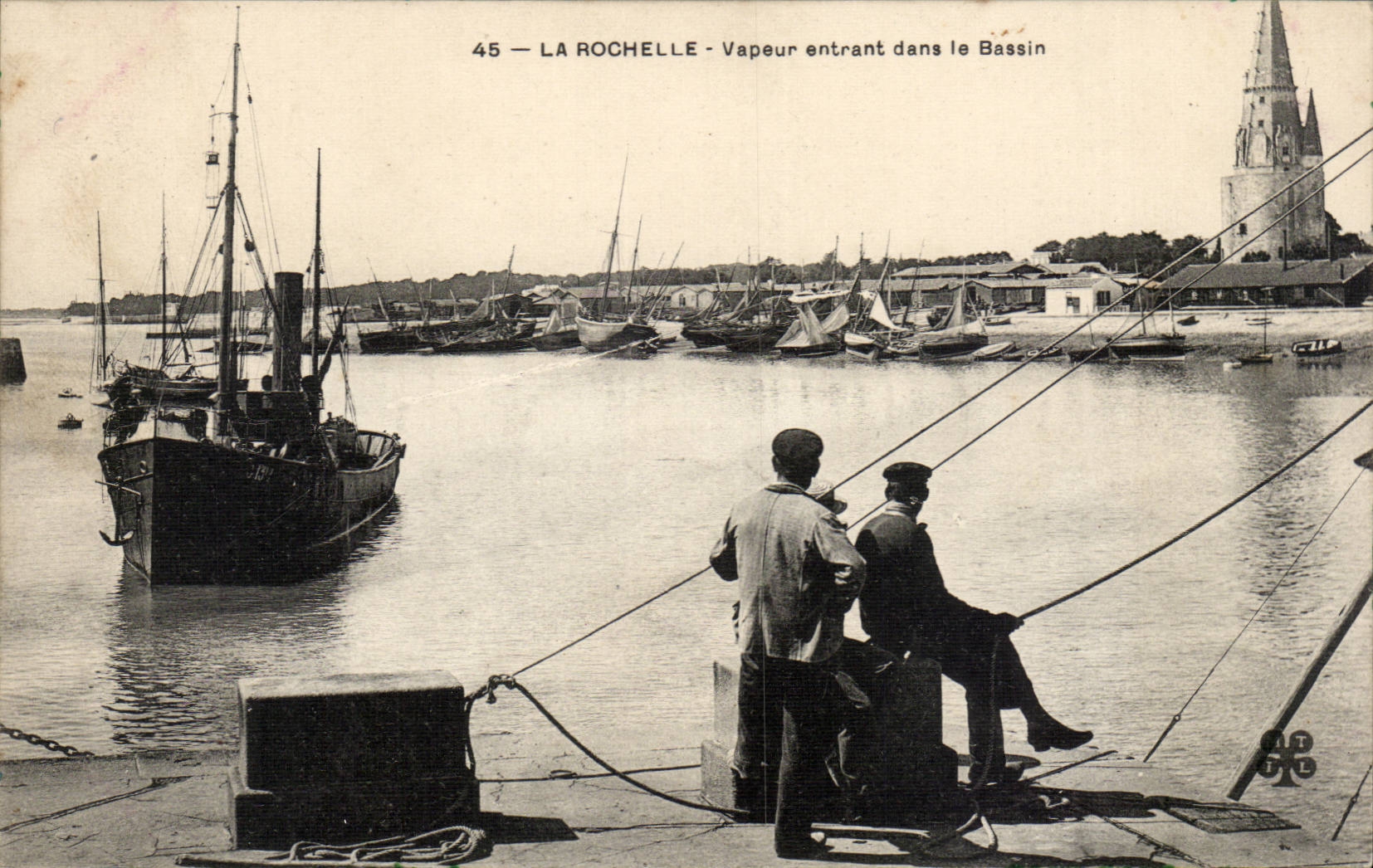 La Rochelle — Vapeur entrant dans le Bassin — Éditeur anonyme, n° 45