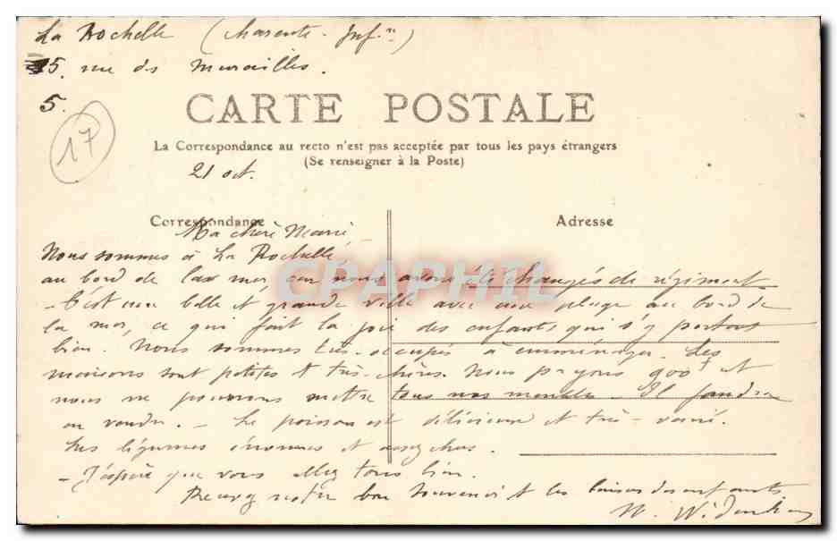 La Rochelle — Vapeur entrant dans le Bassin — Éditeur anonyme, n° 45 — Verso
