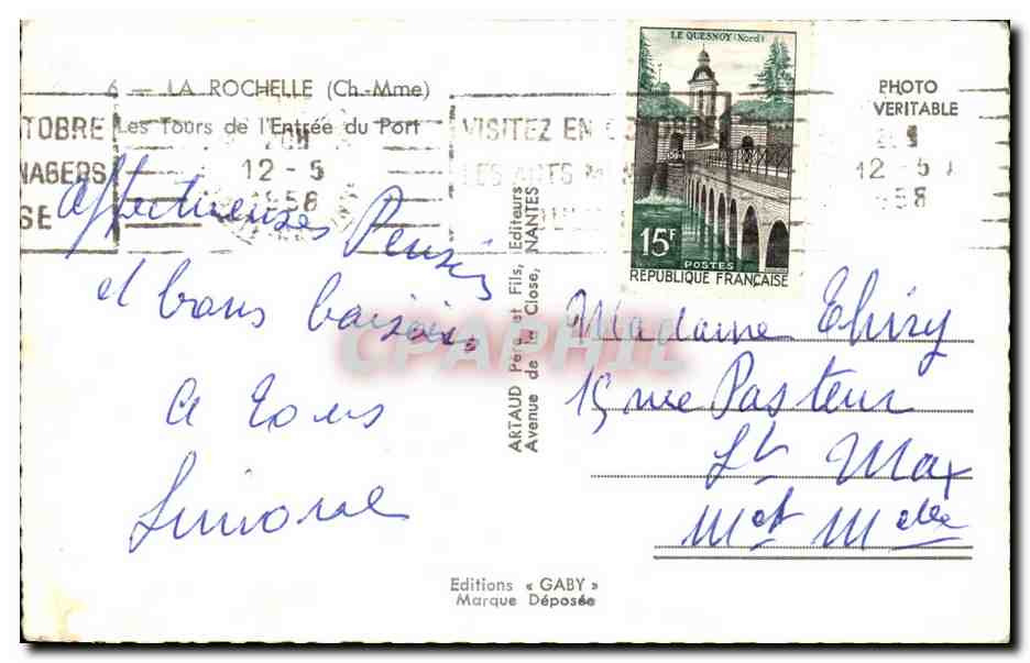 Les Tours de l'Entrée du Port — La Rochelle — Éditions GABY — Rückseite