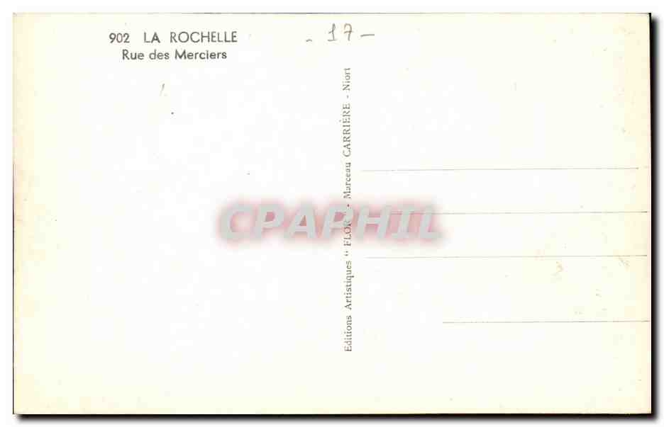 La Rochelle — Rue des Merciers — Éditions Flor — Verso