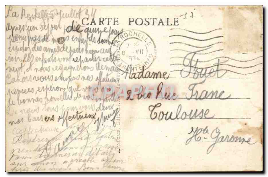 La Rochelle (Ch.-Inf.) - Le Port au clair de lune — Verso