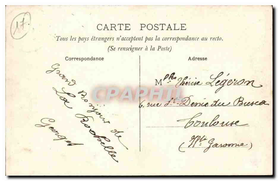 La Rochelle CPA Le cours Richard — Verso