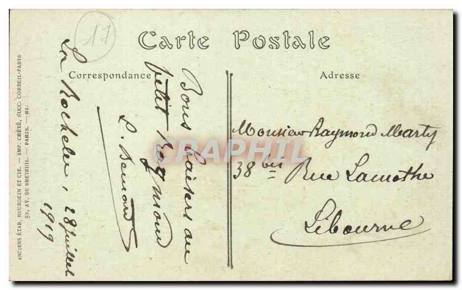 La Rochelle CPA L'hotel de ville — Verso