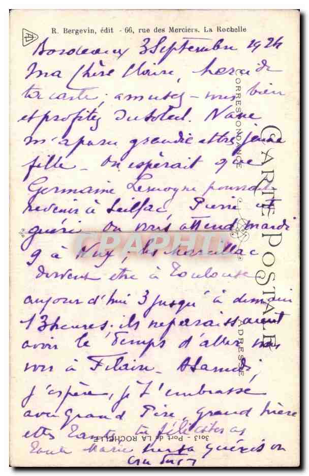 La Rochelle CPA Port  — Verso