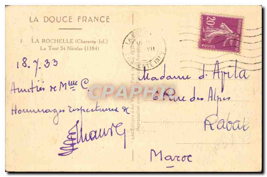 La Tour Saint-Nicolas — La Rochelle — Les Éditions d'Art Français — Verso