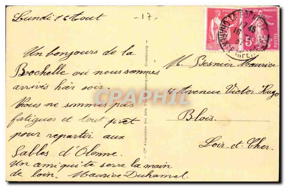La Rochelle CPA Cours Wilson — Verso