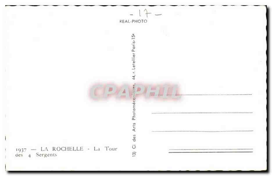 La Tour des 4 Sergents — Rochelle — publisher Letellier Paris — Back