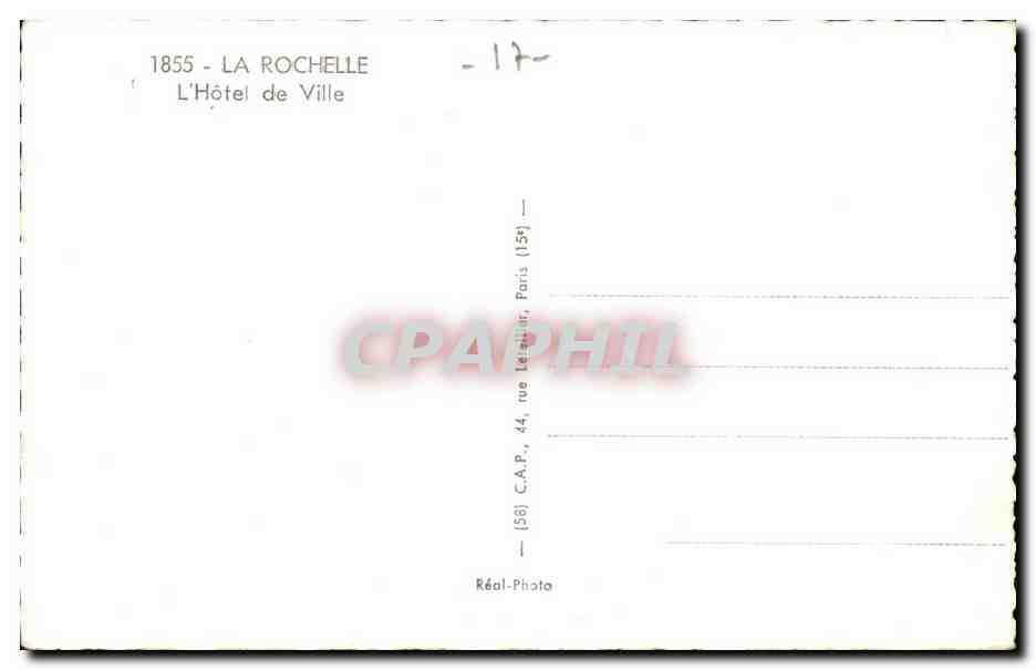 La Rochelle CPA L'hotel de ville  — Rückseite