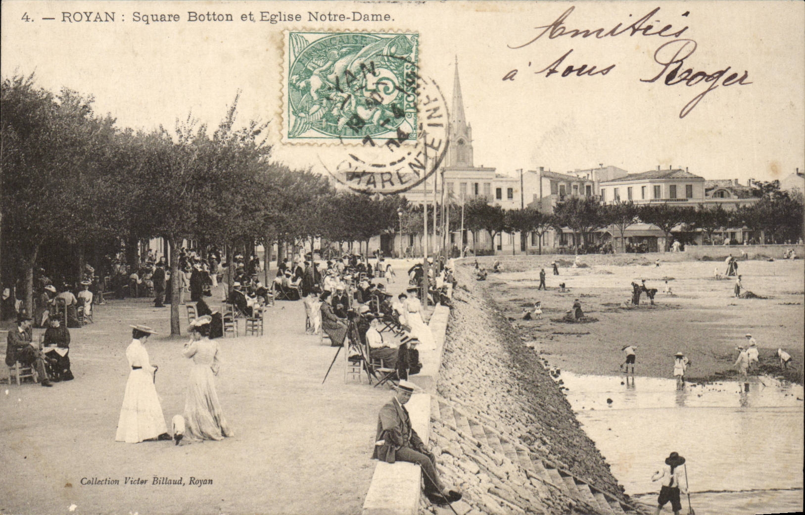 Royan CPA Square Botton et eglise Notre DAme