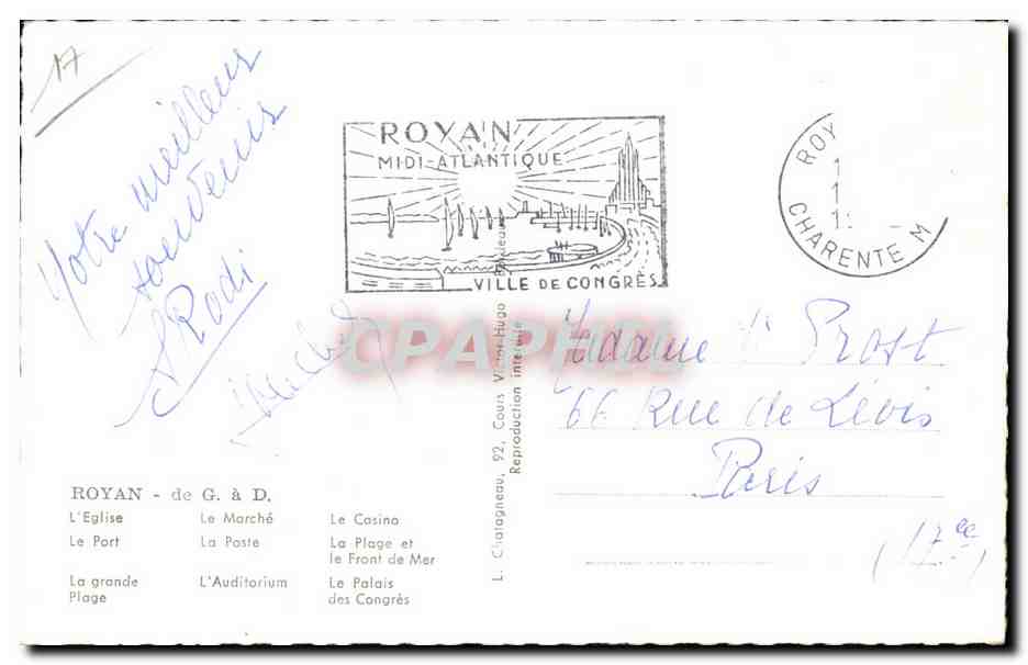 Royan — Vue panoramique — L. Chiaigneau, 92, Cours Victor Hugo — Verso