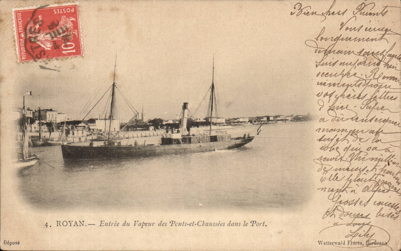 Royan CPA Entree du vapeur des Ponts et chaussees dans le port