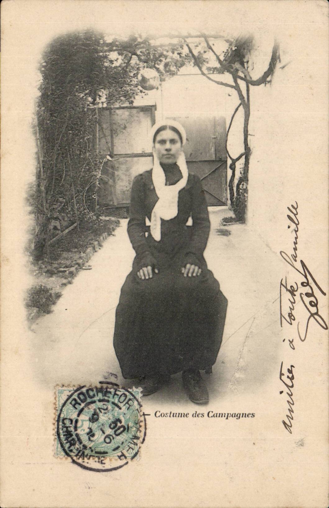 Charente CPA Costume des campagnes (folklore coiffe)