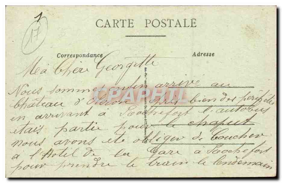 Ile d'oleron CPA Scene villageaoise (folklore costume coiffes) — Verso