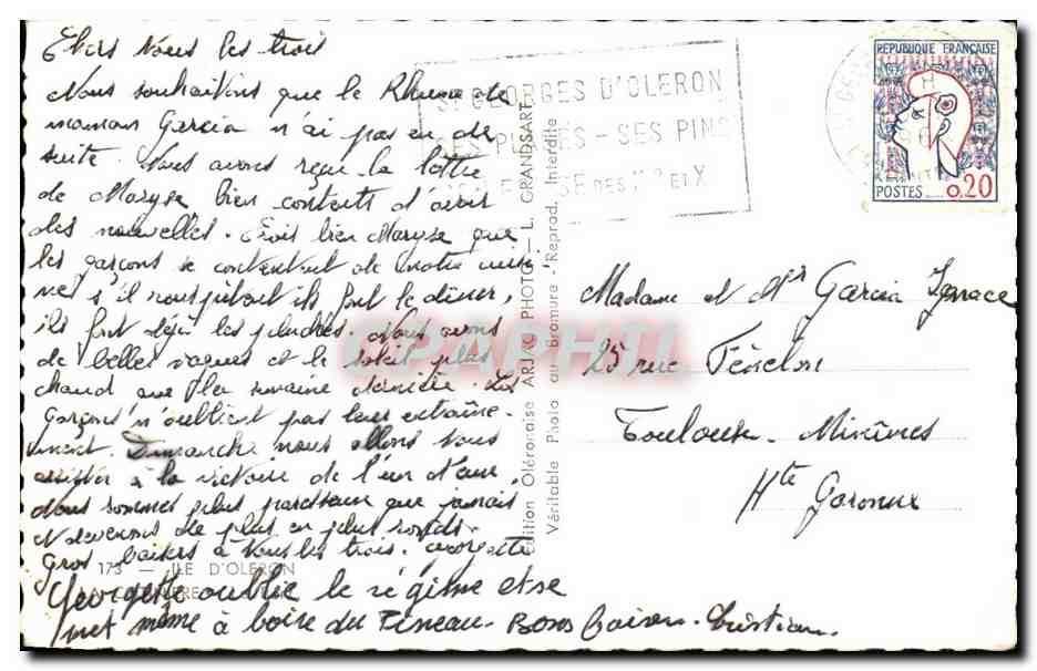 Port de l'Île d'Oléron — vue du phare et des voiliers — édition Georges d'Oléron — Verso