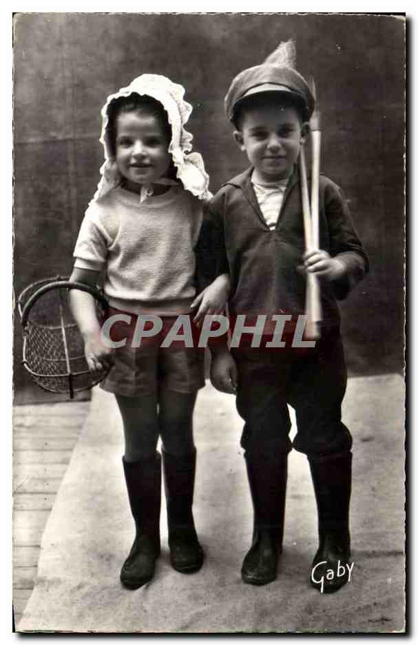 Couple d'Enfants en Pêcheurs — Ile d'Oléron — Éditions Gaby, Nantes