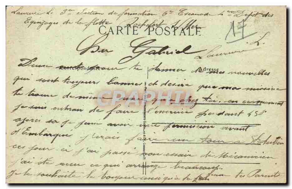 Rochefort sur Mer - Le Dupleix passant sous le Transbordeur - bridge - CPA  — Rückseite