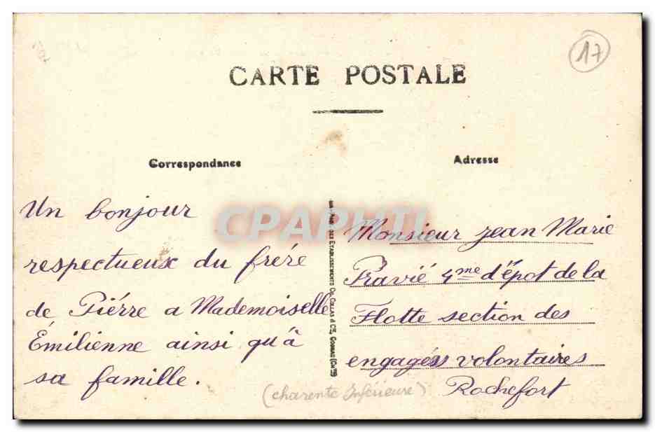 Rochefort-sur-Mer — Le "Friant" descendant la Charente — Collection Ch. Glambasl — Verso