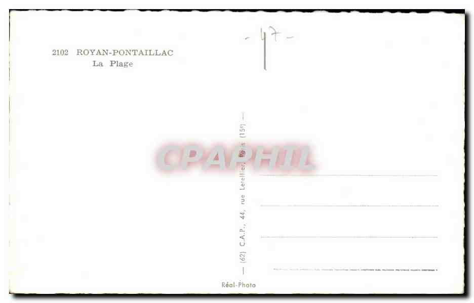 Royan - Pontaillac - La Plage Souvenir - CPA  — Rückseite