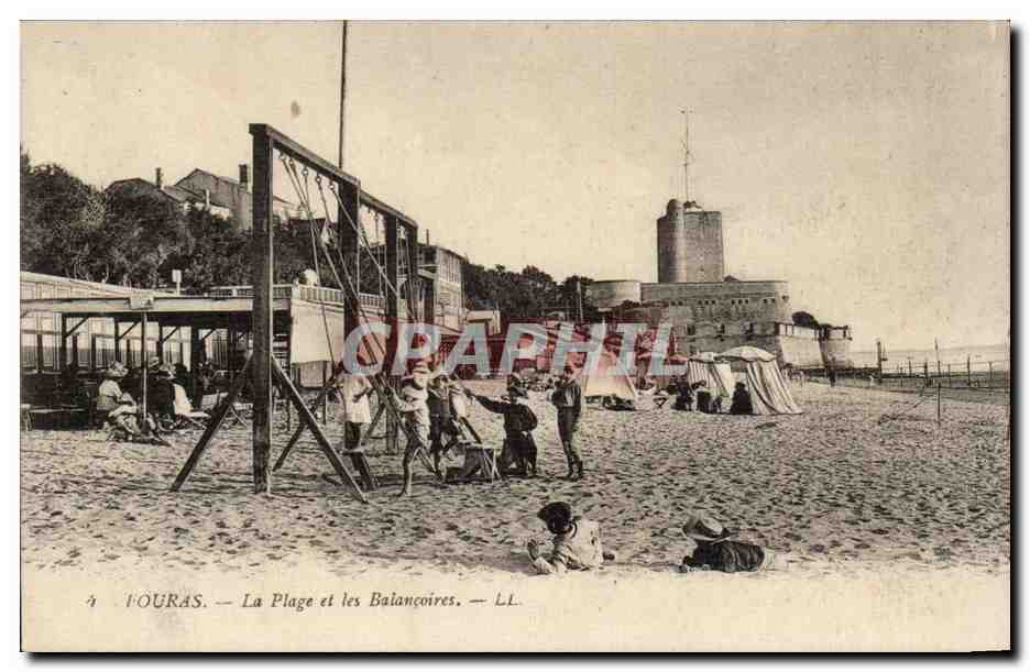 Fouras - La Plage et les Balancoires - swings - playground - enfants - CPA 