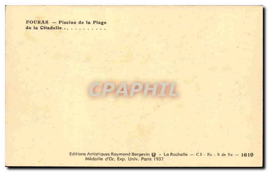 Fouras - Piscine de la Plage - La Citadelle - CPA  — Rückseite