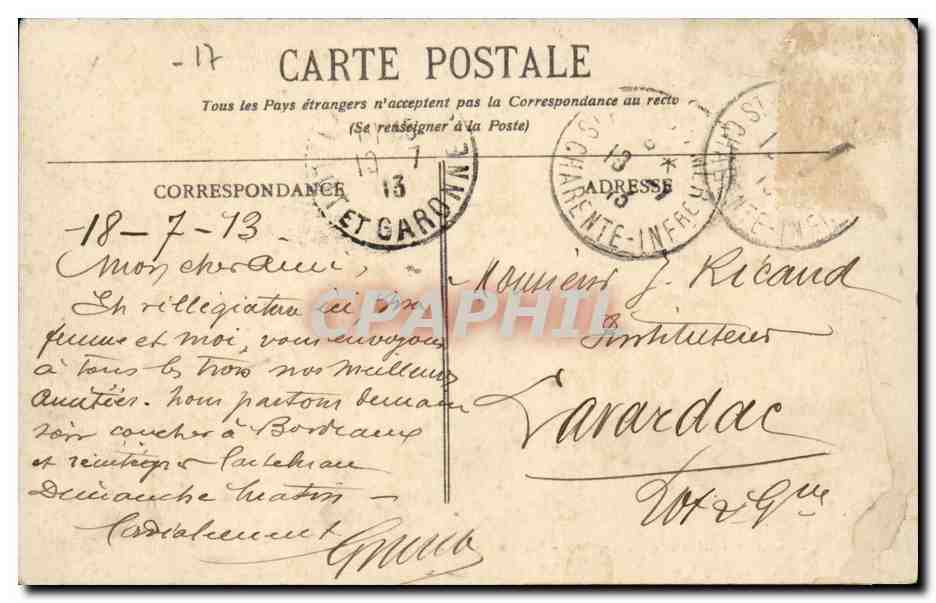 Bureau St Palais - Les Pierrieres - L'Ocean - CPA  — Rückseite