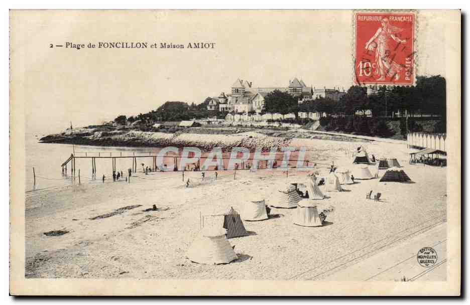 Plage de Foncillon et Maison Amiot - CPA 