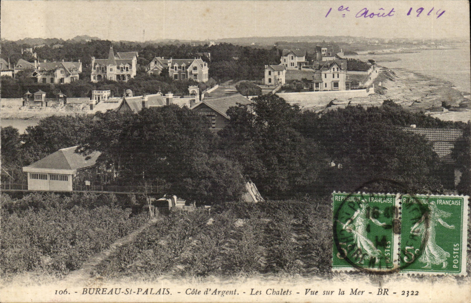 Buteau Saint Palais CPA Cote d'argent Les chalets Vue sur la mer