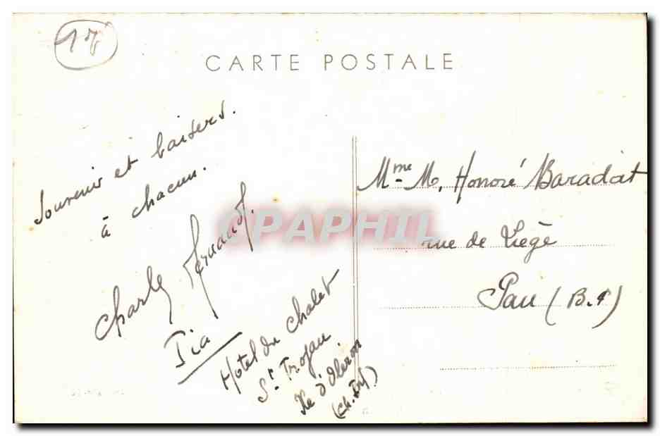 Saint Trojan CPA La plage Le coin des Gosses — Rückseite