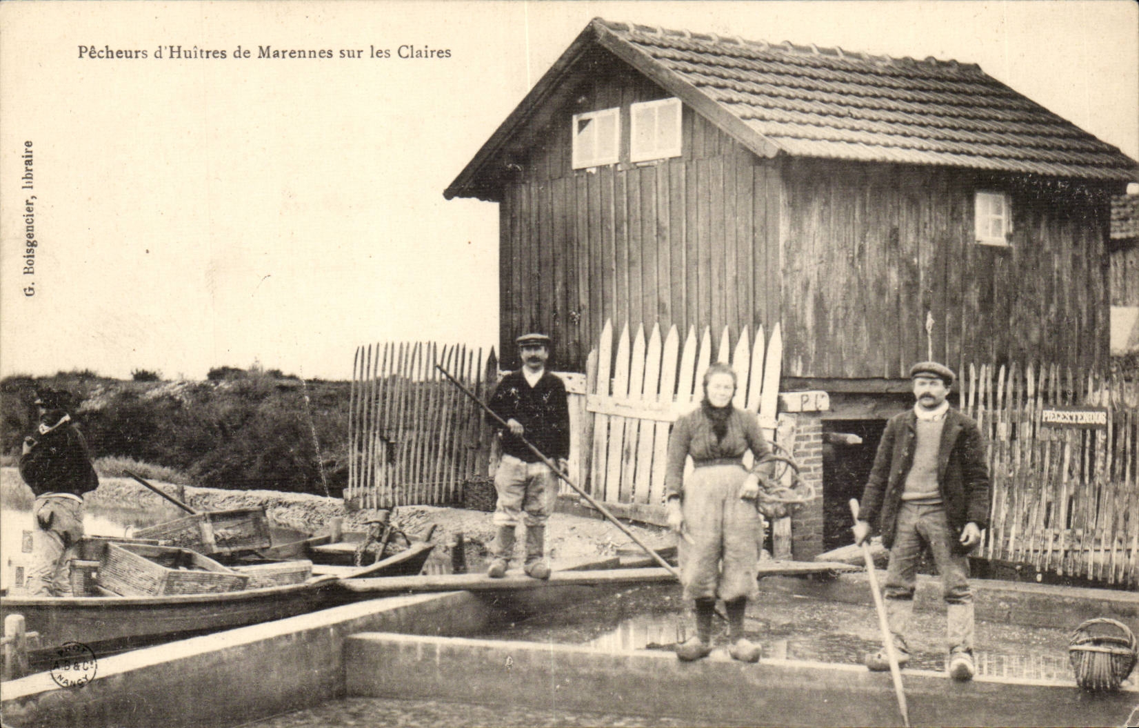 Pêcheurs d'Huitres de Marennnes sur les Claires — G. Bolsgendier, libraire