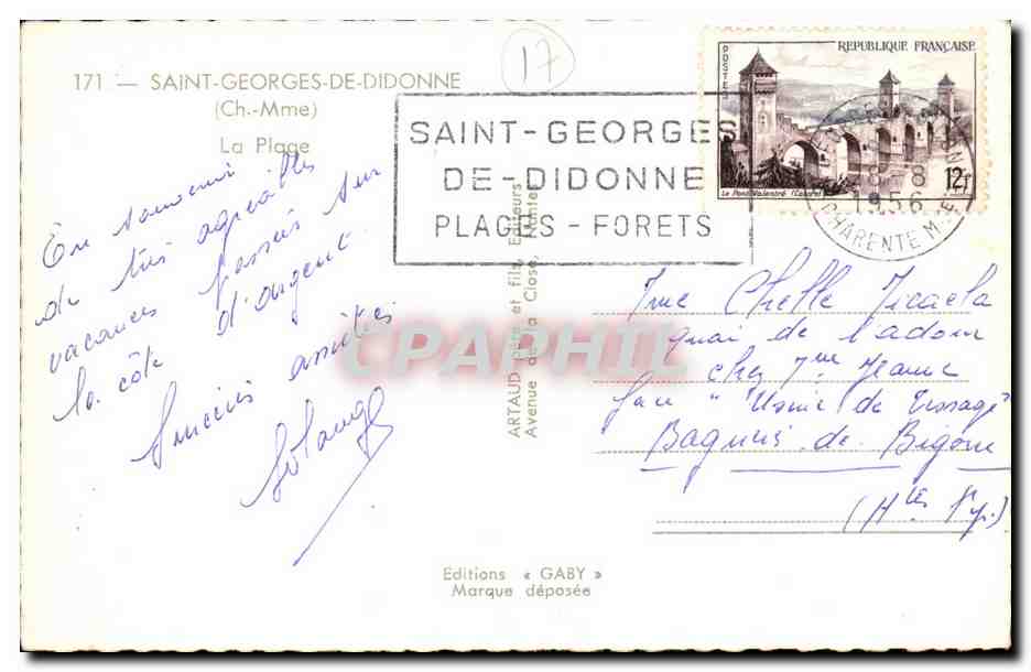 Saint Georges de Didonne CPA La plage — Rückseite
