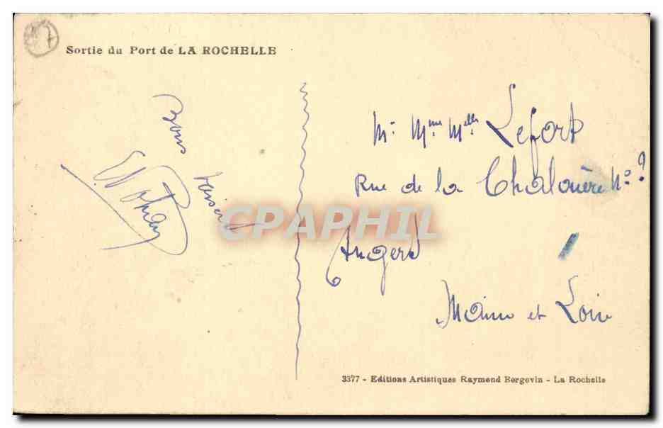 La Rochelle CPA Sortie du port — Verso