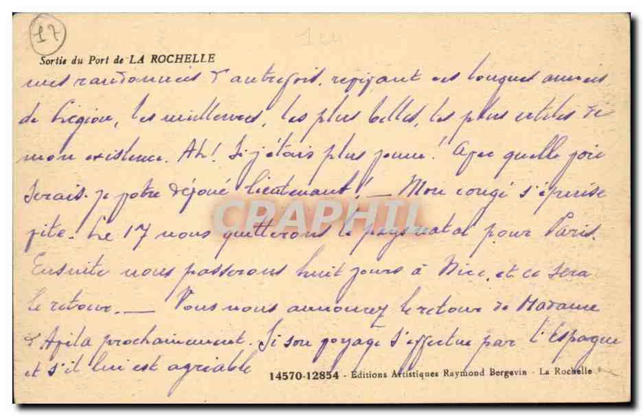 La Rochelle CPA Sortie du port — Verso