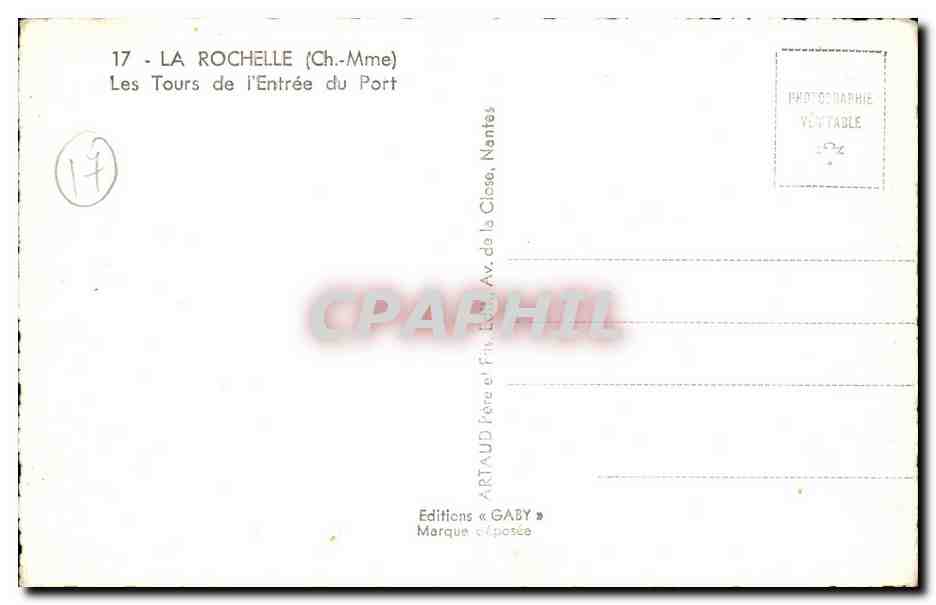 La Rochelle — Les Tours de l'Entrée du Port — Gaby — Rückseite
