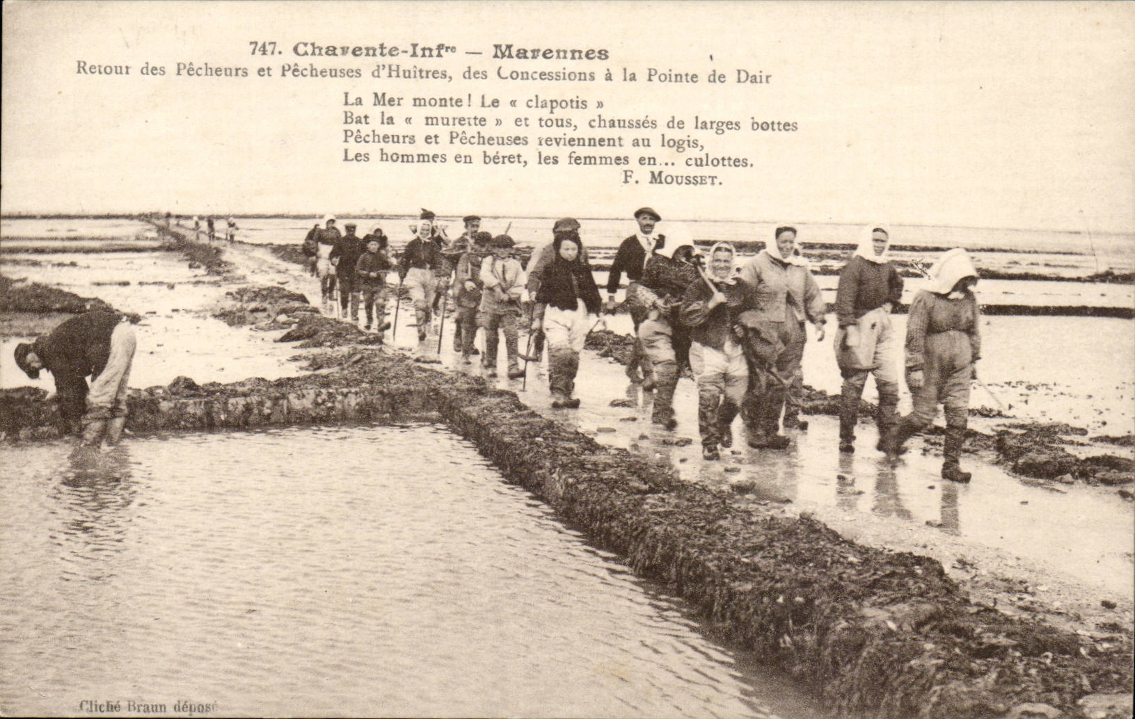 Chavente-Inférieure - Marennnes — Retour des pêcheurs et pêcheuses d'huitres à la Pointe de Dair — Cliché Braun déposés