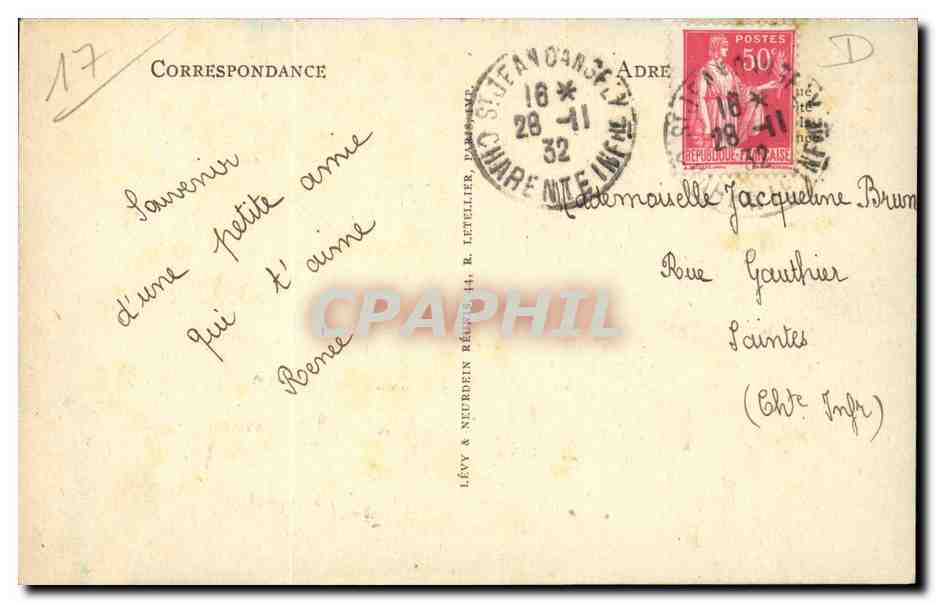 Saint Jean d'Angely CPA Les tours — Back