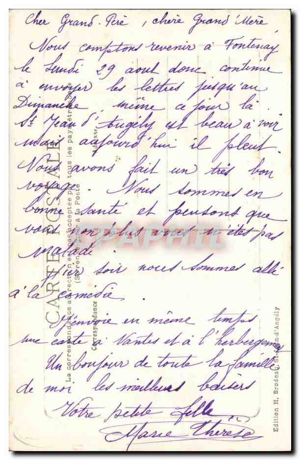 Saint Jean d'Angely CPA Le palais de justice — Back