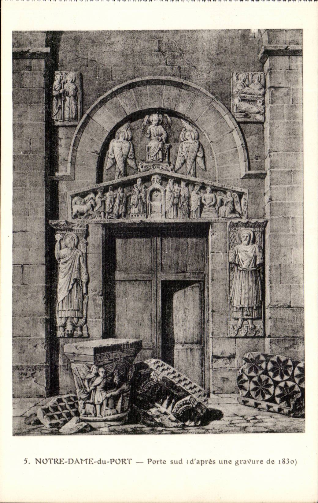 Notre-Dame-du-Port — Porte sud (d'après une gravure de 1830)