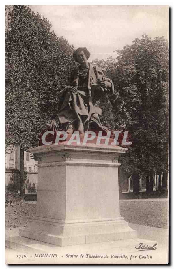 Moulins CPA Statue de Theodore de Banville par Coulon