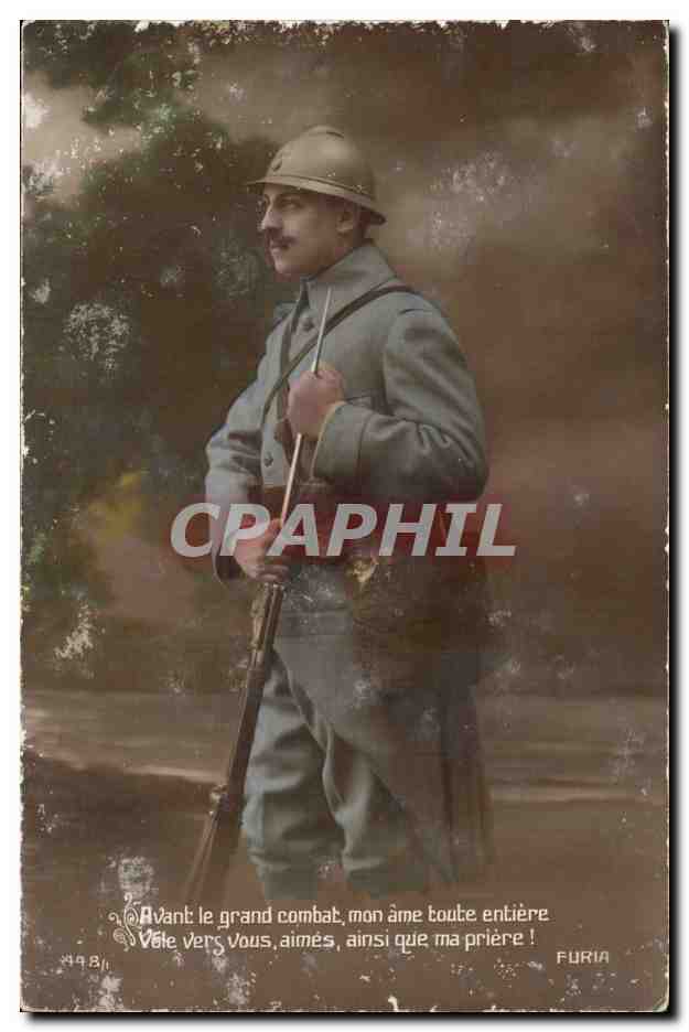 CPA Militaria Soldat Avant le grand combat Poilu