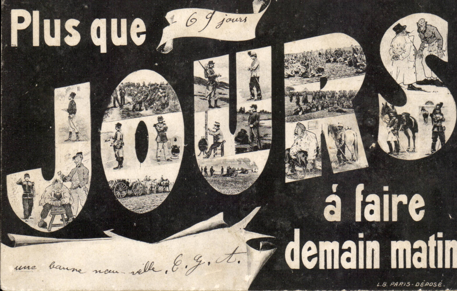 CPA Militaria Plus que 69 jours a faire 