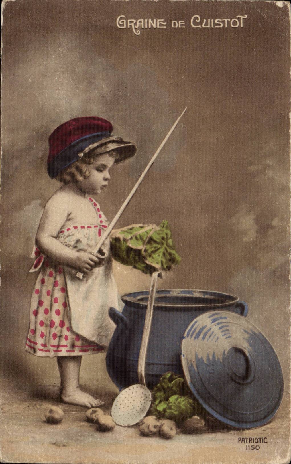 CPA Militaria Graine de cuistot (enfant)