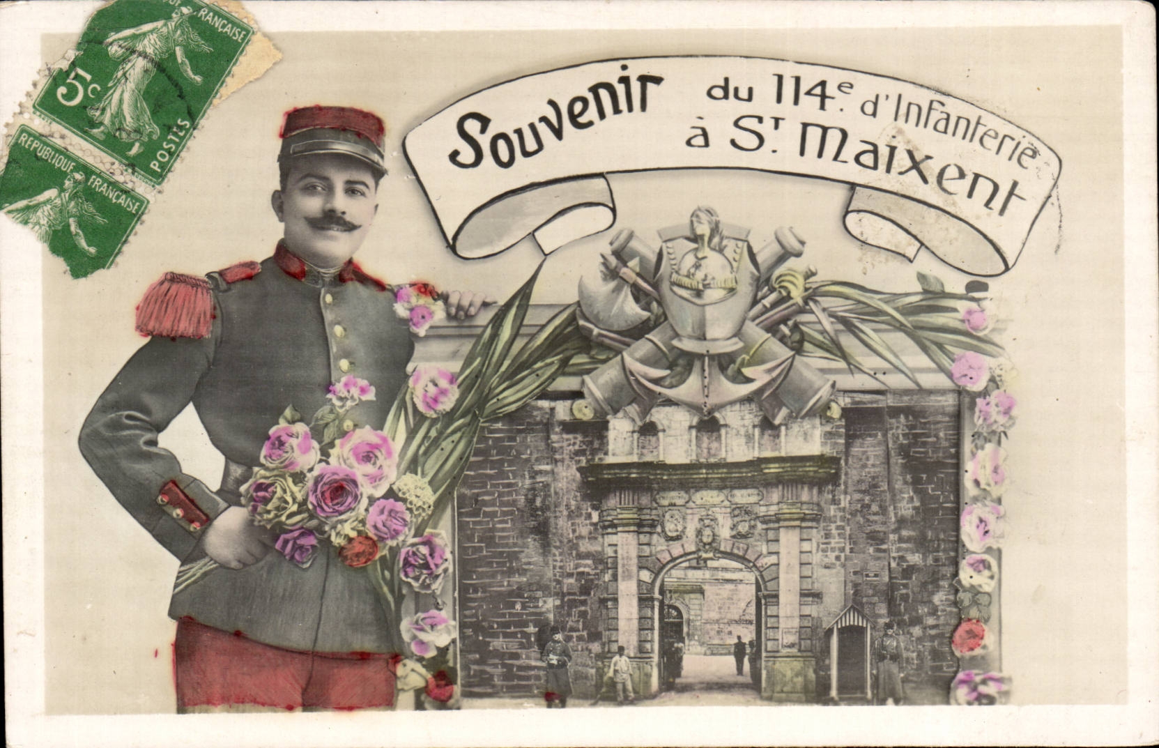 CPA Militaria Souvenir du 114eme d'infanterie a St Maixent