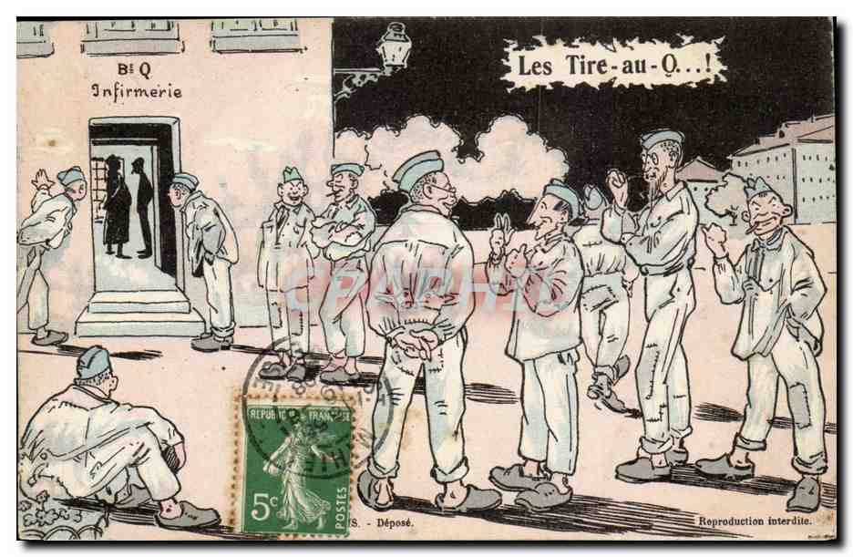 CPA Militaria Les tire au Q (infirmerie)